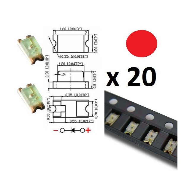 Nettog SMD 0603 RD-20pak